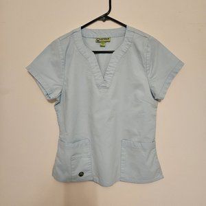 Crocs Size‎ S Light Blue Scrub Top w/ 3 Pockets and Pen Holders